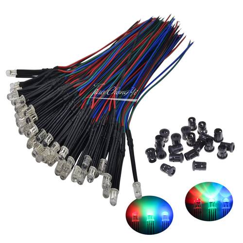 10-50pcs 5mm DC12V RGB Multicolor LED Emitting Diode Common