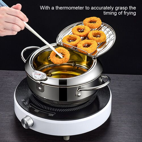 2.2/3.2L Deep Frying Pot Stainless Steel Fryer Tempura Fryer