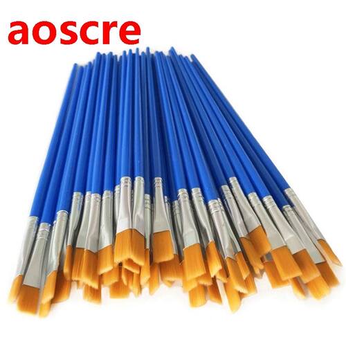 Paint Brushes Set 50 Pcs Kids Nylon Flat Hair Small Oil Wate