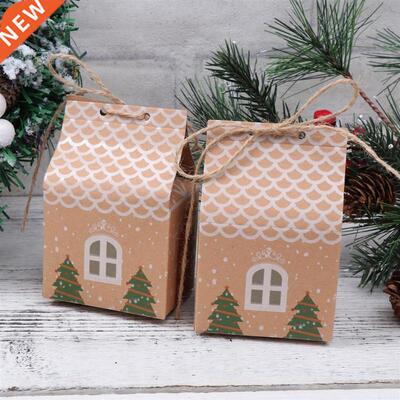 30pcs Kraft Paper Gift Bags Christmas Candy Boxes Small Hous