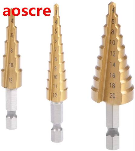3Pcs/set 3-12mm 4-12mm 4-20mm HSS Straig Groove Step Drill