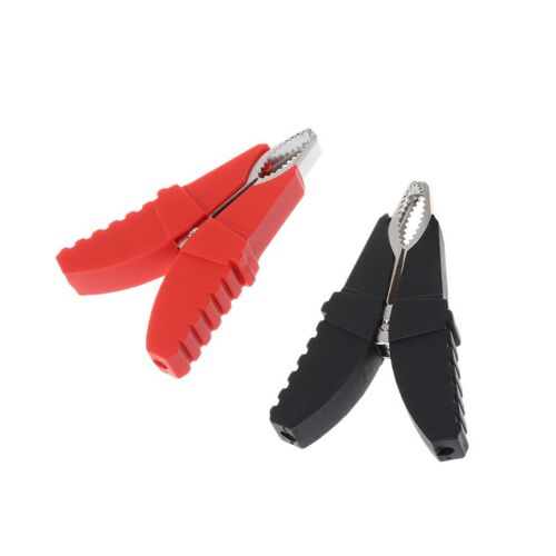 2pcs Red Black Butterfly Type Insulated Alligator Clips Test
