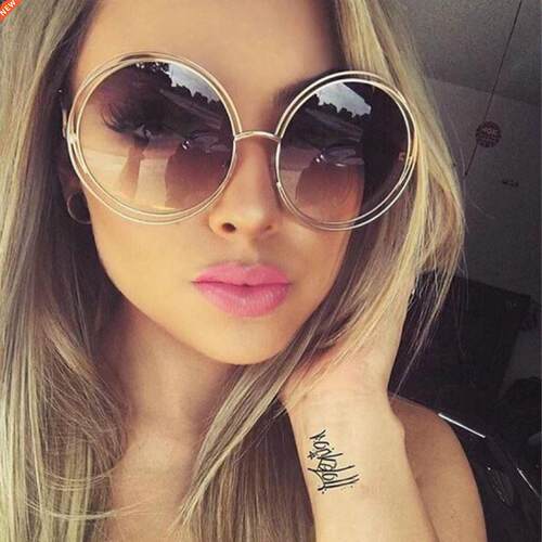 Vintage Round Big Size Oversized lens Mirror Sunglasses Wom