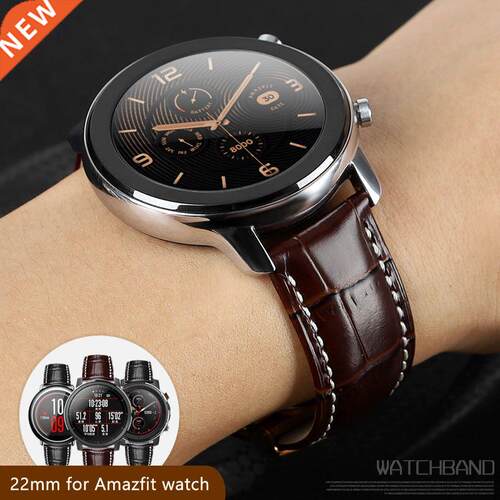 22mm leather bracelet For Amazfit GTS/Pace GTR 47mm Amazfit
