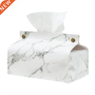 Chic Tissue Case Box Container P Leather Marble Pattern Home