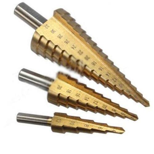 3pcs HSS Step Cone Drills Bit Set Titanium Coated Woodwotkin