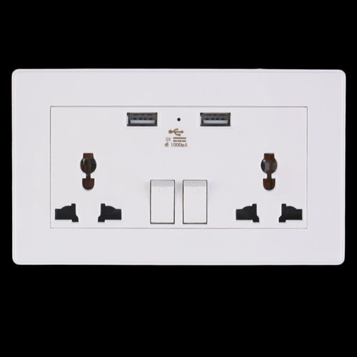 2 Gang 2USB 1000mA Home Wall Charger Adapter Socket USB Port