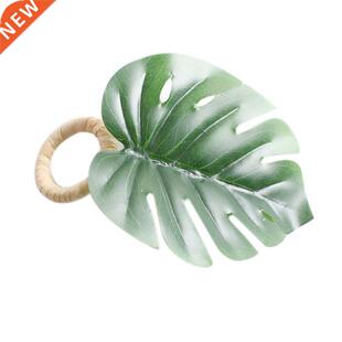 Green Lot Leaves Napkin 6Pcs Wedding Holder Rings Gif