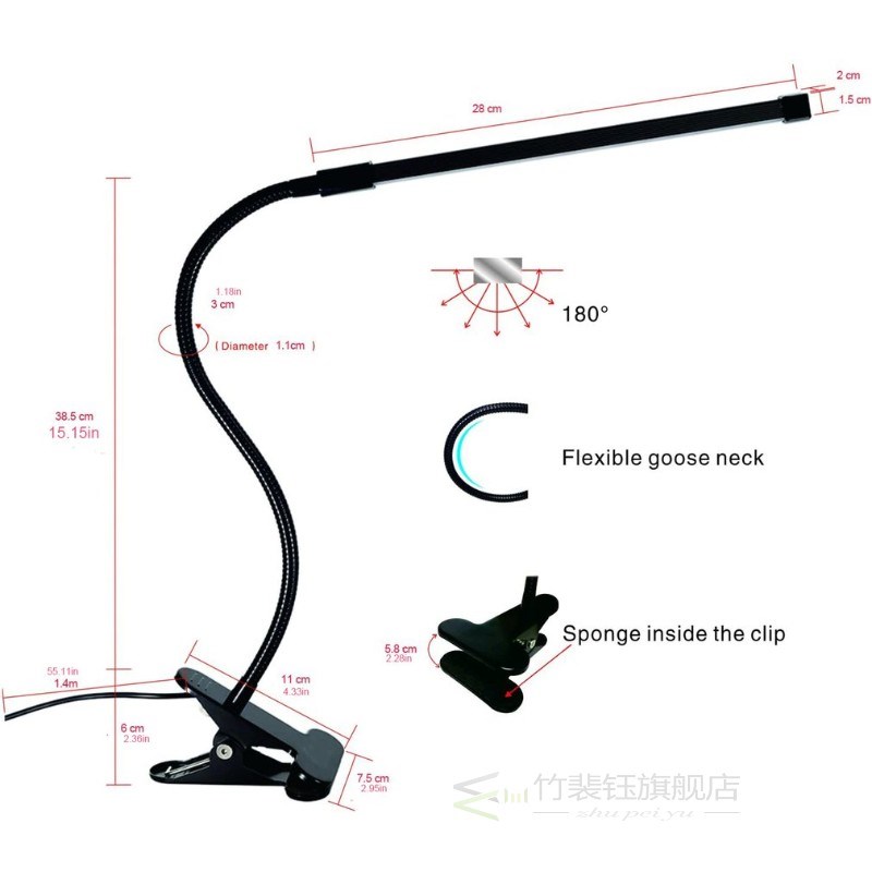 6W LED Clip-on Table Lamp Eye Protection Study Student Desk