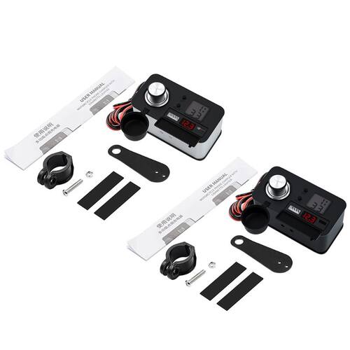 Motorcycle USB Type C PD Charger with LED Digital Clock Volt