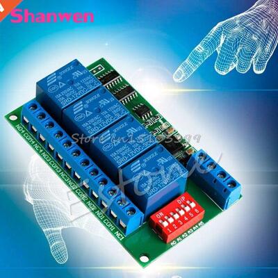12V RS485 Rely 4CH Modbus RTU PC URT Bord for PLC Lmp LE