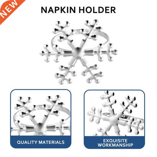 6 Pcs Christmas Snowflake Shaped Napkin Rings Dinning Table