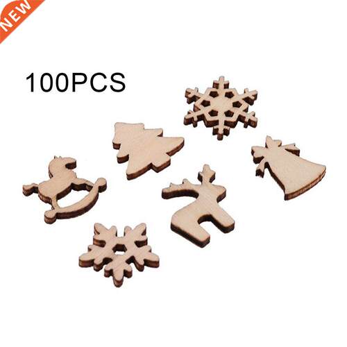 100Pcs Christmas cartoon snowflake wood chip DIY handmade Mi