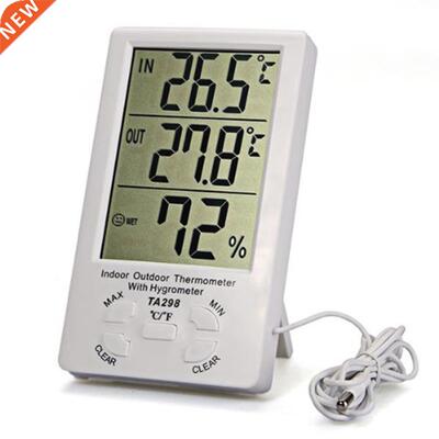 Timber LCD Hygrometer Humidity Meter With Clock In/outdoor