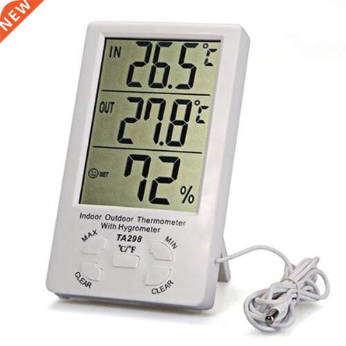 Timber LCD Hygrometer Humidity Meter With Clock In/outdoor