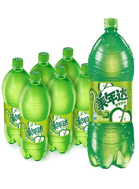 美年达苹果味汽水碳酸饮料2L*6瓶大瓶整箱百事可乐家庭装年货饮品