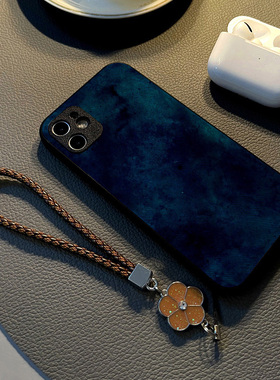 适用oppofind x9 Pro x8 x7 x6 x5 pro/Find X8Ultra手机壳硅胶创意皮纹全包防摔保护套挂绳新款蓝色渲染迷雾