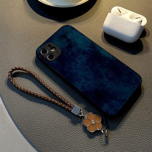 适用oppofind x9 Pro x8 x7 x6 x5 pro/Find X8Ultra手机壳硅胶创意皮纹全包防摔保护套挂绳新款蓝色渲染迷雾