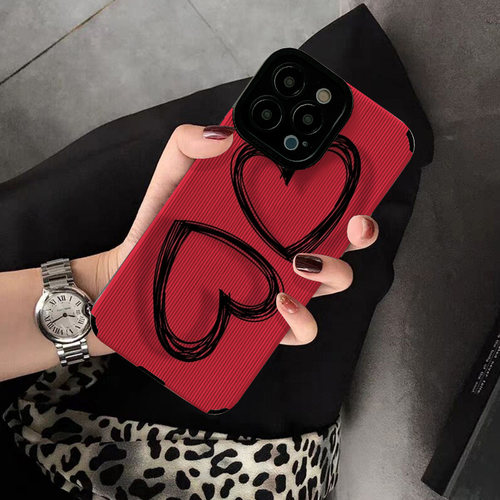 适用vivo S17手机壳S15 S10 pro新款 s9 s7 s19 s16创意s20个性s12 e保护套软硅胶女高级皮纹红色手绘爱心