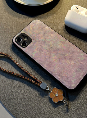 适用opporeno13 12pro 10/7se/6pro/9 5/14手机壳reno15硅胶8创意个性皮纹防摔保护套挂绳潮新款粉紫大理石女