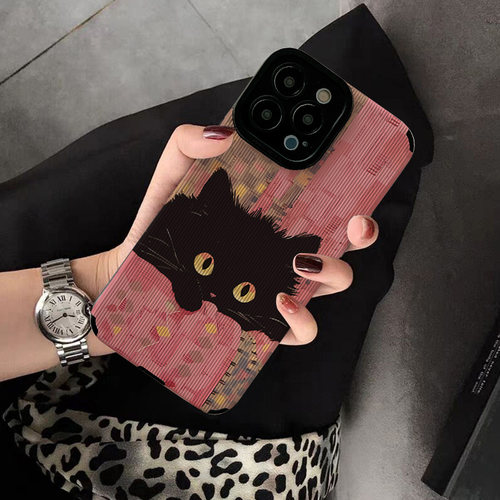 适用vivo x100手机壳x60pro x70 x50pro新款x27 90 x23幻彩版x80proplus创意个性保护套硅胶软壳呆萌黑色猫咪