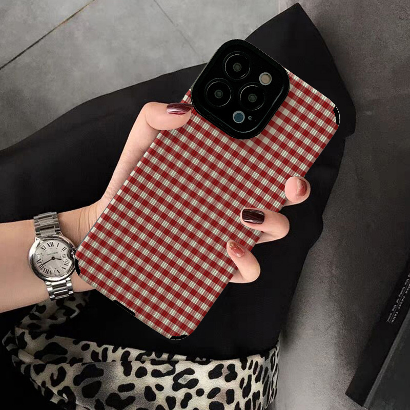 适用oppo reno10手机壳7 6 PRO新款reno5 4se reno9 8pro 7se 5G版个性创意保护套硅胶壳软壳女潮牌红白格子