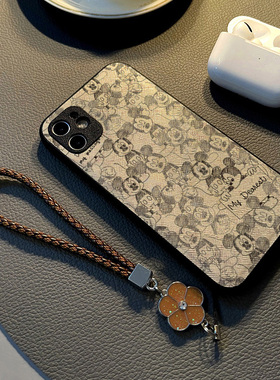 适用华为荣耀70pro/60se30s女20青春50手机壳20s畅玩20硅胶创意皮革纹全包防摔保护套挂绳潮英文手绘黑色小奇