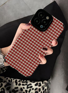 适用vivo x80手机壳x60pro x70 x50 pro新款x27 x20 x23幻彩版 x80proplus创意个性保护套硅胶软壳潮红白格子