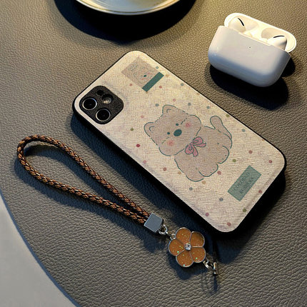 适用opporeno10pro 12/7se/6pro/reno9 5/4手机壳reno15硅胶8创意个性皮纹防摔保护套挂绳潮新款波点狗狗标签