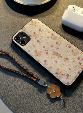 适用小米红米 K90PROMAX /k80 pro k70/k60手机壳硅胶k80创意皮纹全包防摔保护套女挂绳新款紫色花朵兔子