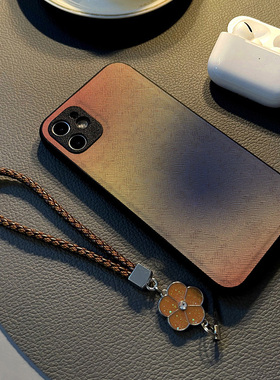 适用小米红米note13 12pro 11t/11/10手机壳硅胶创意note14 pro皮纹全包防摔软保护套女挂绳新款渲染粉蓝渐变