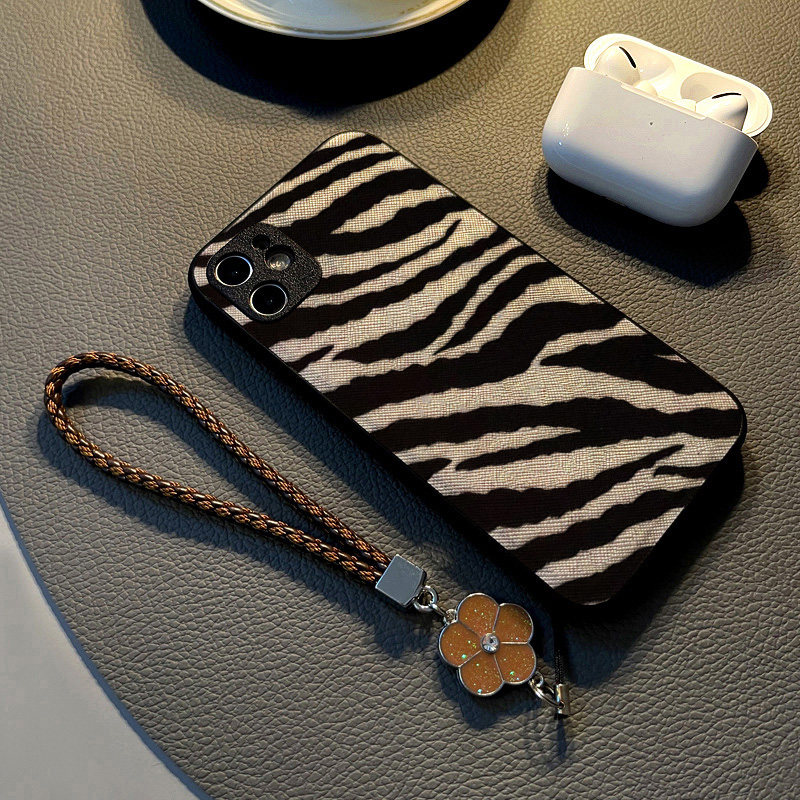 适用华为nova12 pro/nova14 9/7se/6手机壳nova11女10硅胶5ipro创意皮革纹防摔软保护套挂绳新款黑白斑马花纹