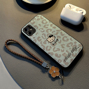 x50i手机壳x60i女硅胶创意皮革纹防摔软保护套挂绳新款 适用华为荣耀x70i x40i 200pro 蓝灰豹纹猫咪 x60pro