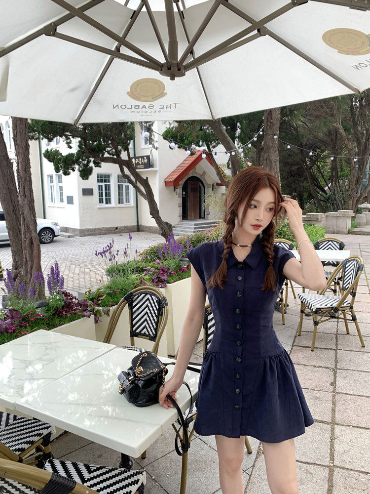 CINCHED WAIST SLIM SLIM TEMPERAMENT SLEEVELESS HOT GIRL PLEATED SKIRT WOMENS SUMMER NICHE DESIGN LUXURY DRESS