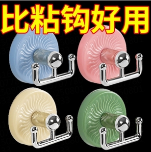 新款创意强力挂钩免打孔浴室厨房马卡龙色系吸盘挂钩可旋转收纳