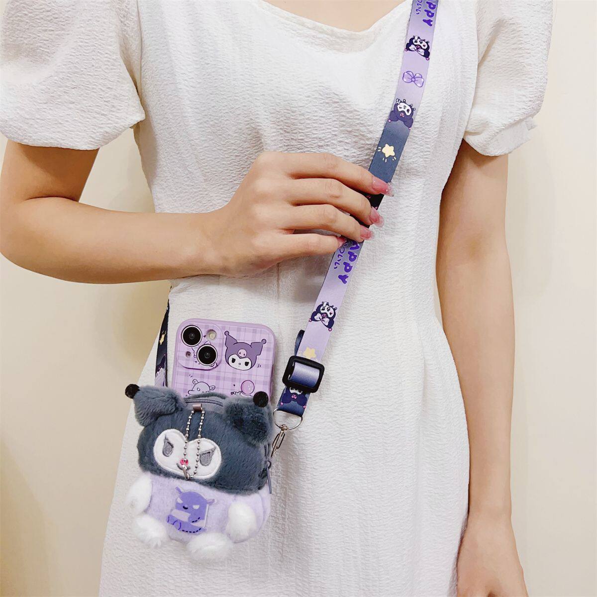 适用于小米civi3手机壳冬天新款毛绒civi2卡通三丽鸥库洛米mix4女可爱布丁狗mix3斜挎背带civi全包防摔保护套