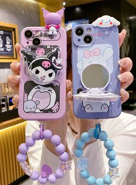 适用于华为荣耀note10手机壳少女新款play6c库洛米play5爱心玉桂狗play3带手珠play镜子支架play8t防摔保护套