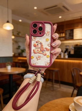 新年油画小马适用vivoy04手机壳男女新款y02t带挂绳y50 y53s y52s全包y39 y37 y36可爱y35 y7s y5s硅胶y20套