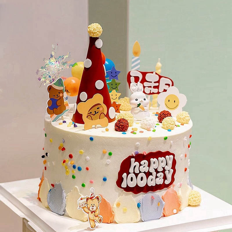 兔宝宝蛋糕装饰胡萝卜兔子蘑菇房子宝宝一周岁生日烘焙甜品台插件