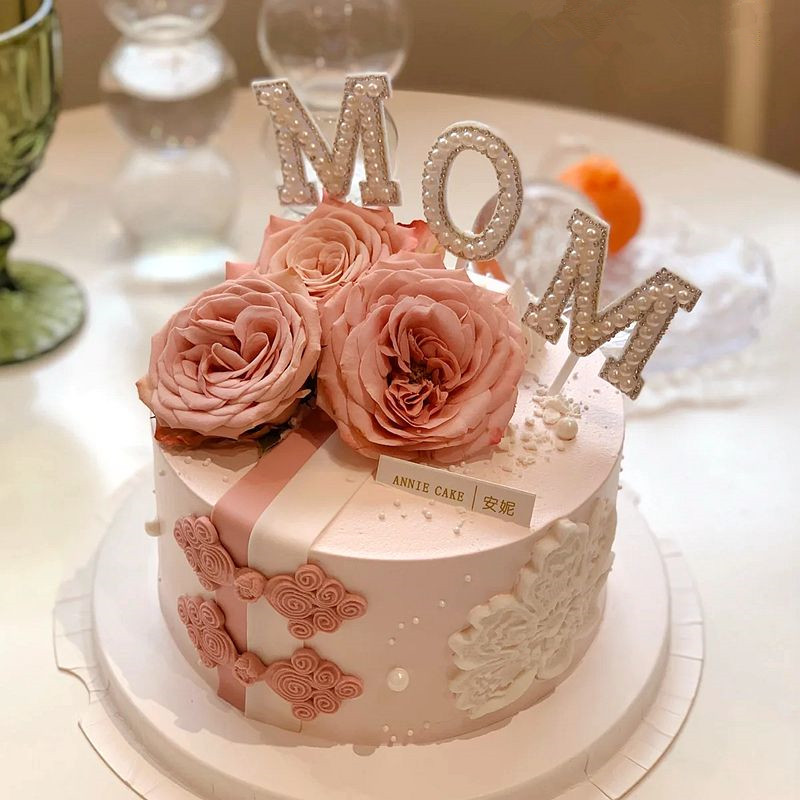 mom母亲节蛋糕装饰插牌康乃馨