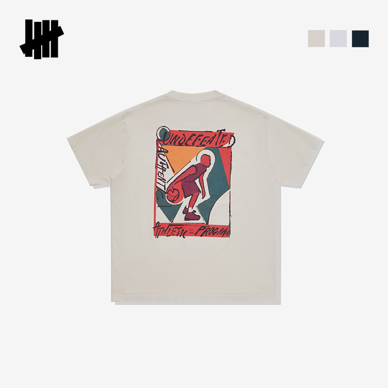 UNDEFEATED五条杠官方冬季新品抽象图案印花短袖T恤