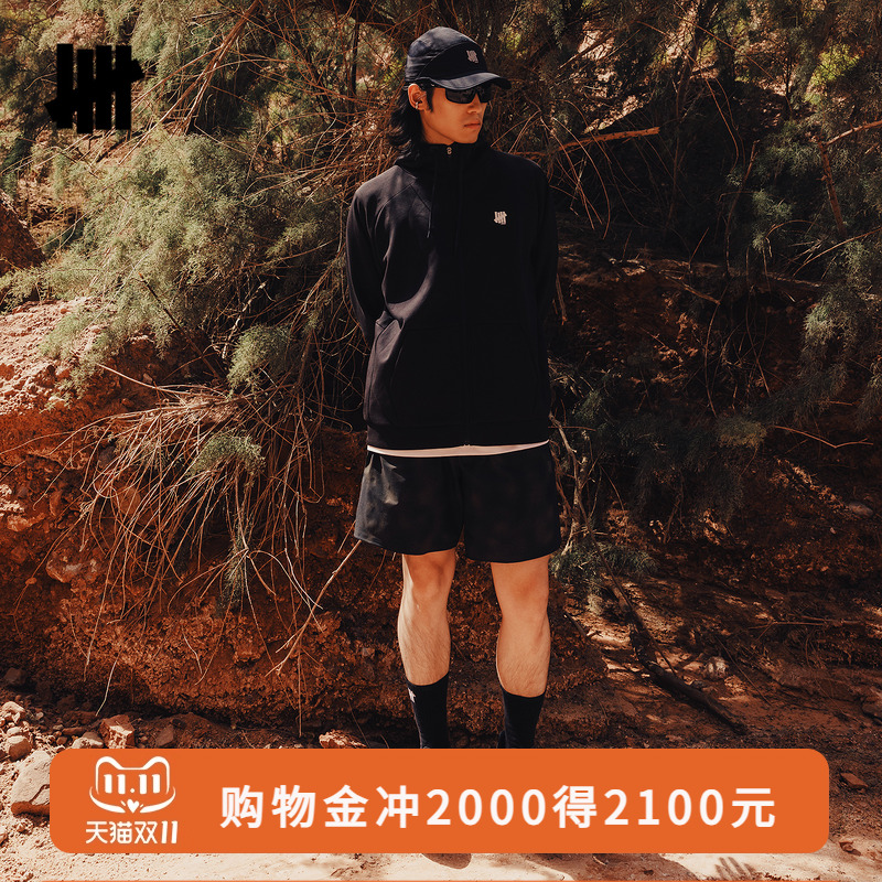 五条杠空气层运动开衫连帽卫衣