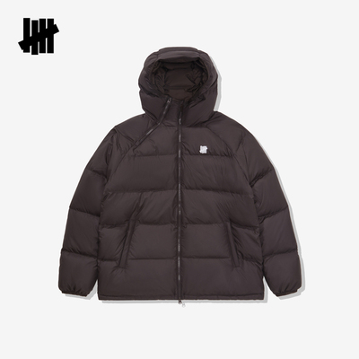 五条杠防泼水连帽拉链羽绒服