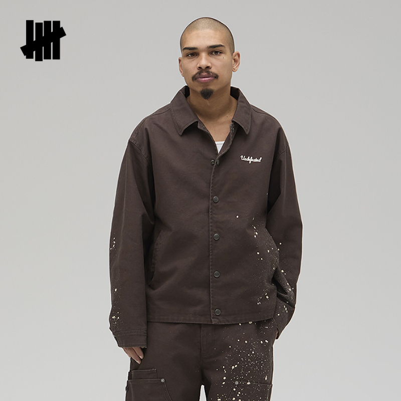 UNDEFEATED五条杠官方春季新品甩点抽象艺术水洗工装梭织外套