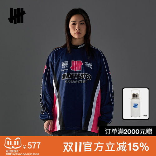 UNDEFEATED五条杠官方春季新品摩托车服运动网眼长袖T恤