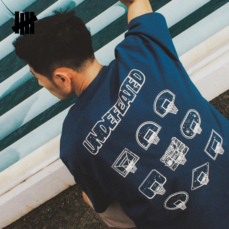 五条杠篮筐图案短袖T恤