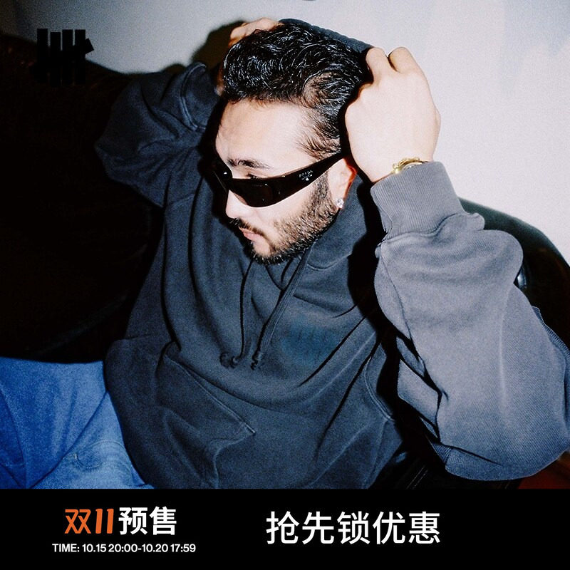 UNDEFEATED五条杠官方秋季水洗染色重磅连帽卫衣