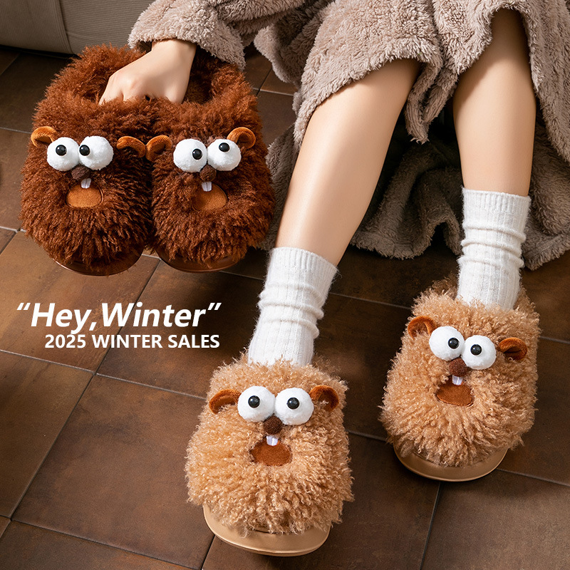 棉拖鞋2025年新款网红秋冬季女居家室内情侣厚底可爱卡通毛绒棉鞋