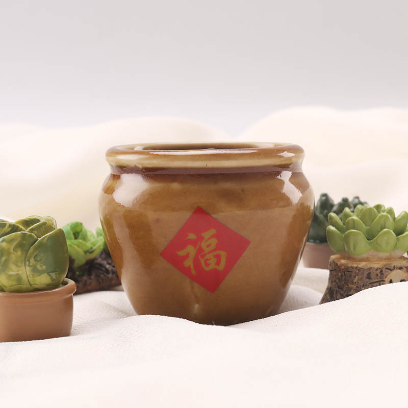 微缩食玩陶瓷米缸水缸迷你模型1:12分ob11娃娃屋过家家dollhouse
