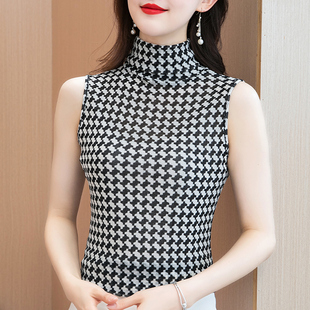 半高领假领子女百搭假领秋冬毛衣高档无袖 上衣蕾丝内搭背心 打底衫